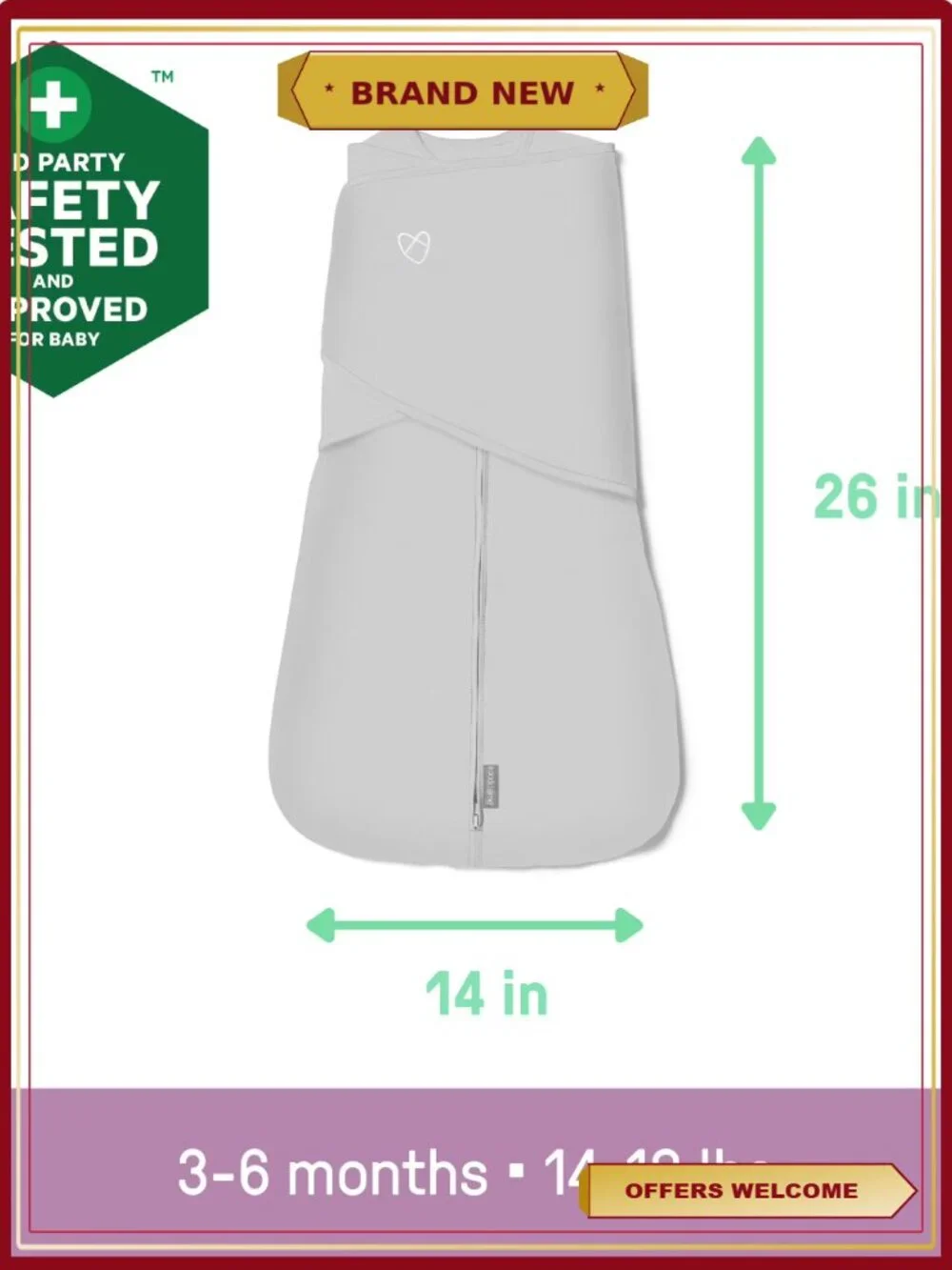 Convertible Baby Swaddle Size 3-6 Months 14-18 lbs Sleep Sack